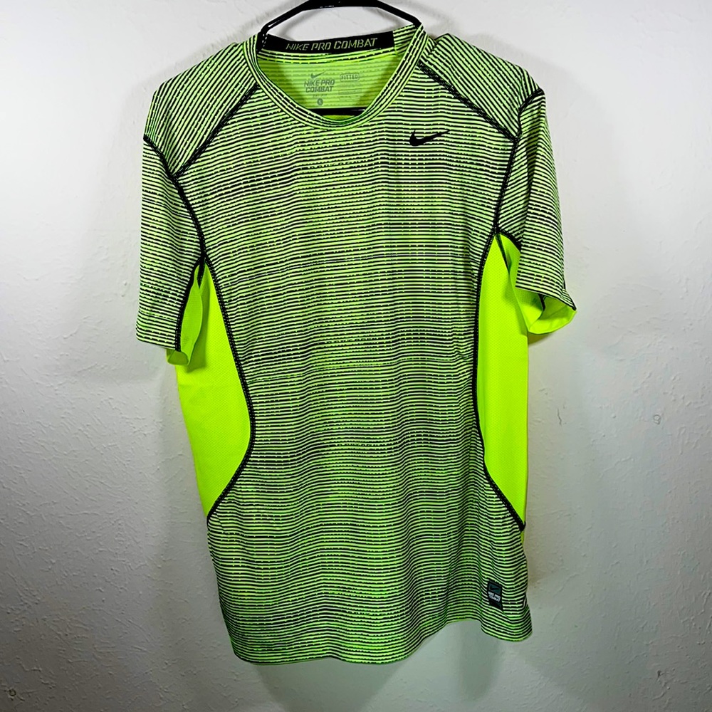 Nike Pro Combat Large Lime Green Performance T-shirt
